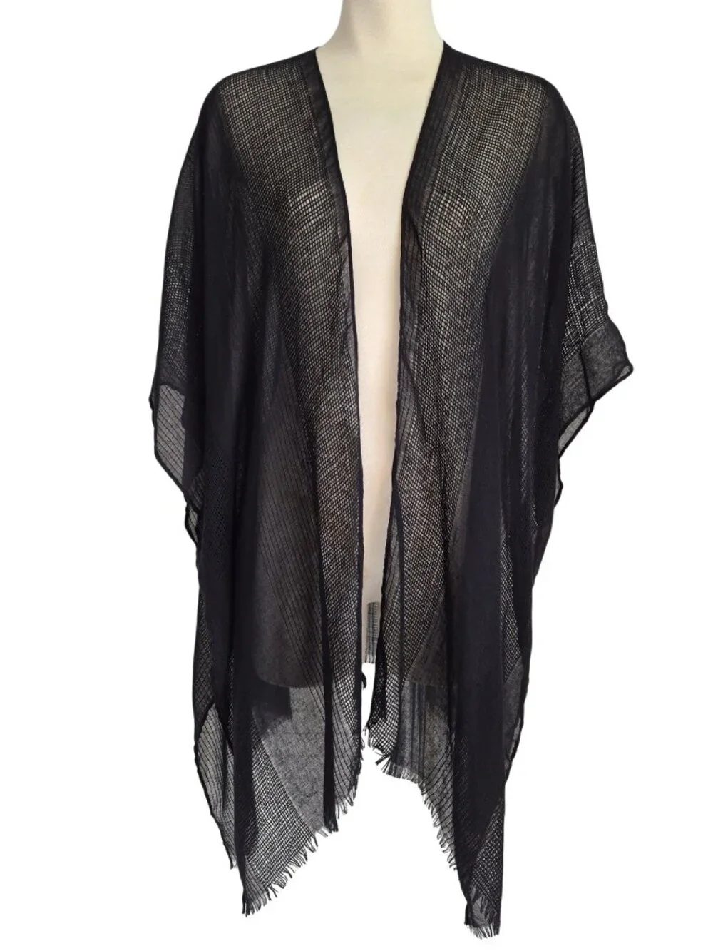 Sonoma Goods For Life Open Knit Ruana Kimono Black OS